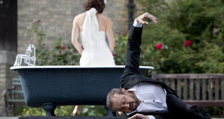 Dave and Lucy during an outdoor performance of Bill and Bobby.