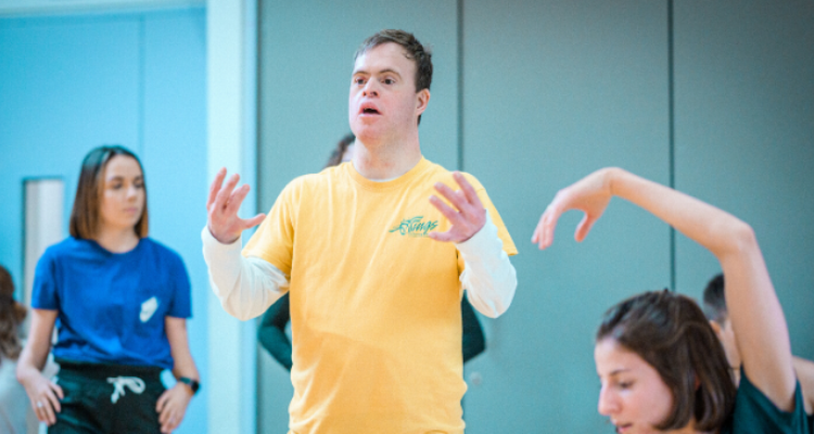 Chris Pavia dancing in the studio.