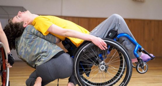 Sander dancing in the studio.