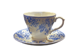 blue and white china teacup and saucer