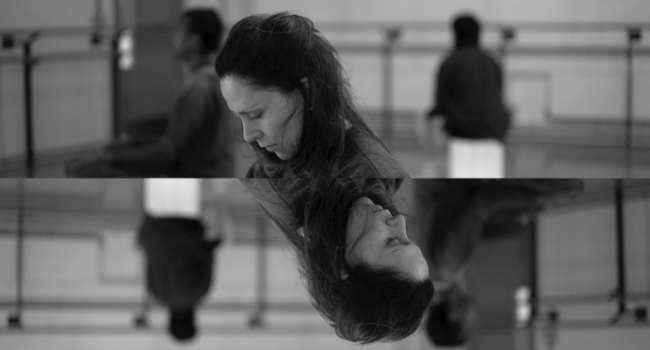 A split screen reflected image of a headshot