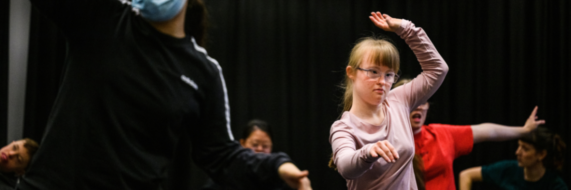 A young learning disabled dancer during a class.