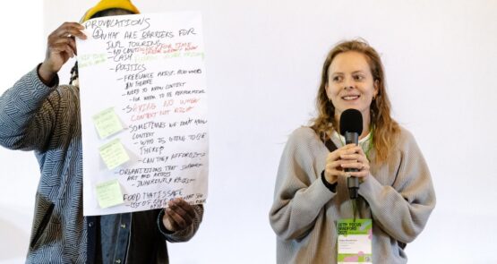 Kajsa talking at a conference